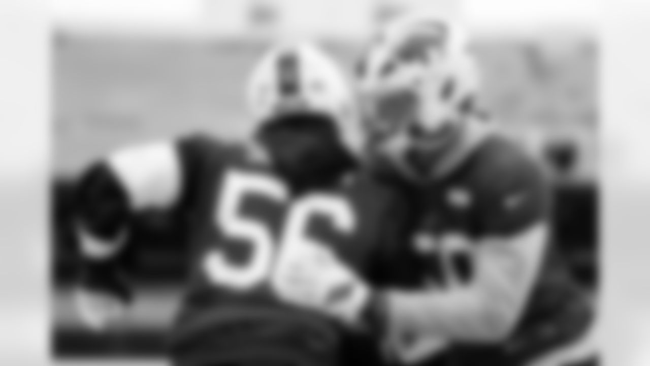 Greg Rousseau (50), Javon Solomon (56). Buffalo Bills Week 11 Practice, November 14, 2025 at Highmark Stadium.