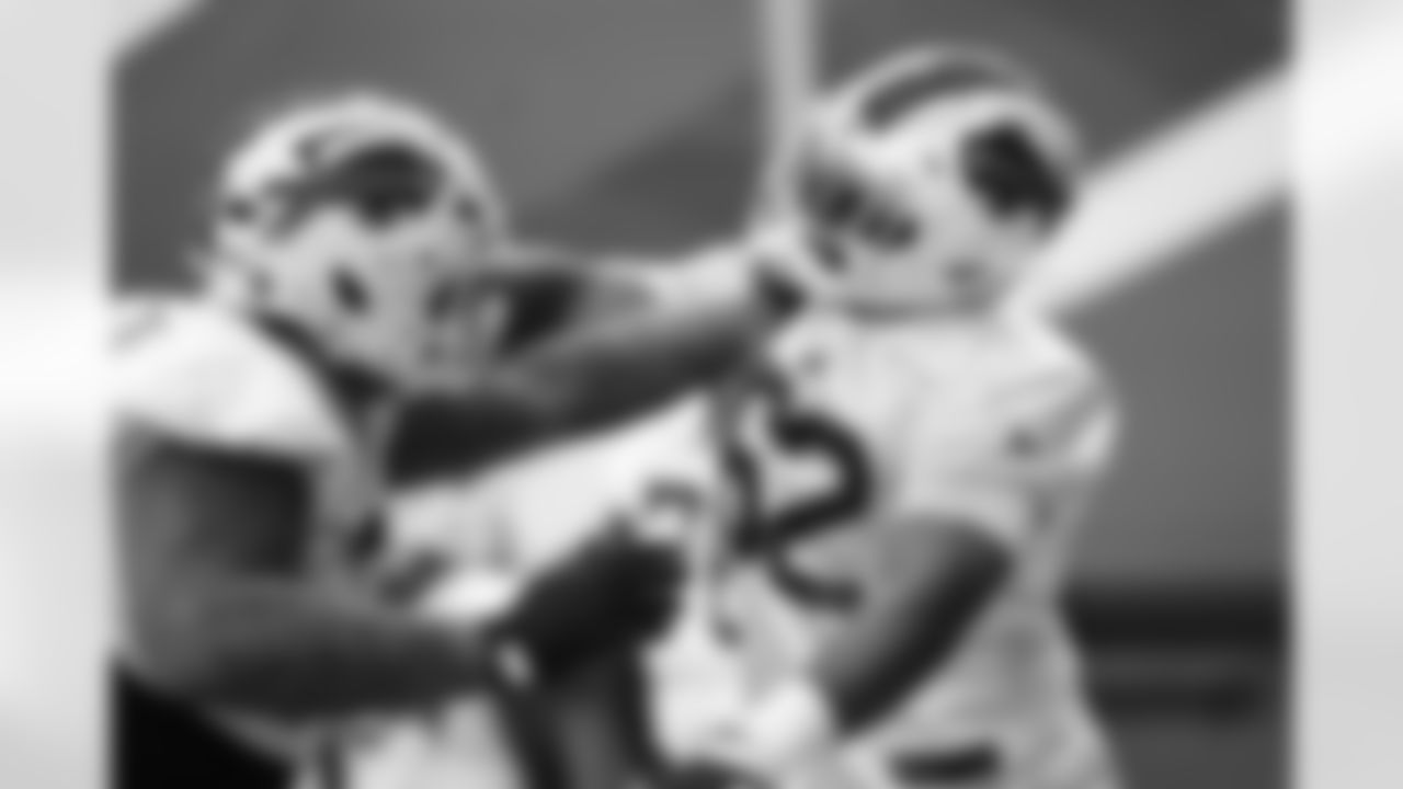 Dion Dawkins (73), Sedrick Van Pran-Granger (62). Buffalo Bills Wild Card Week Friday Practice, January 09, 2026 at Buffalo Bills Training Center.