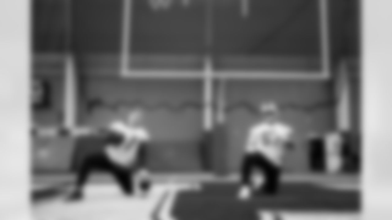 Chase Lundt (77), Travis Clayton (67). Buffalo Bills Week 11 Practice, November 12, 2025 at Buffalo Bills Training Center.