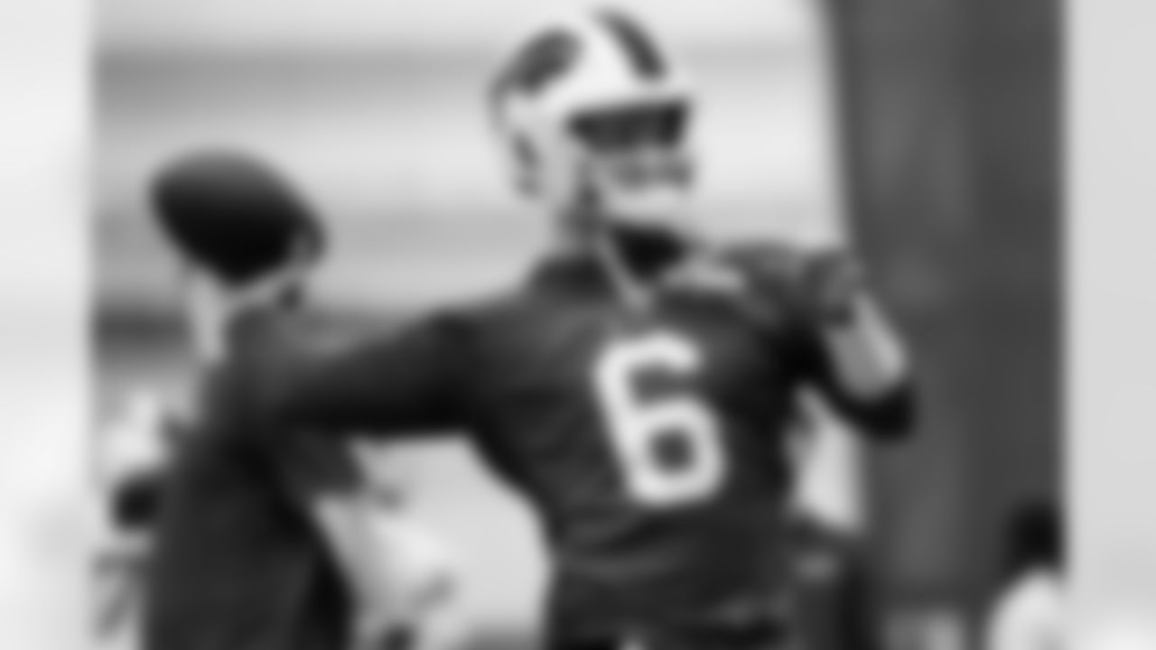 Shane Buechele (6). Buffalo Bills Wild Card Week Thursday Practice, January 08, 2026 at Buffalo Bills Training Center.