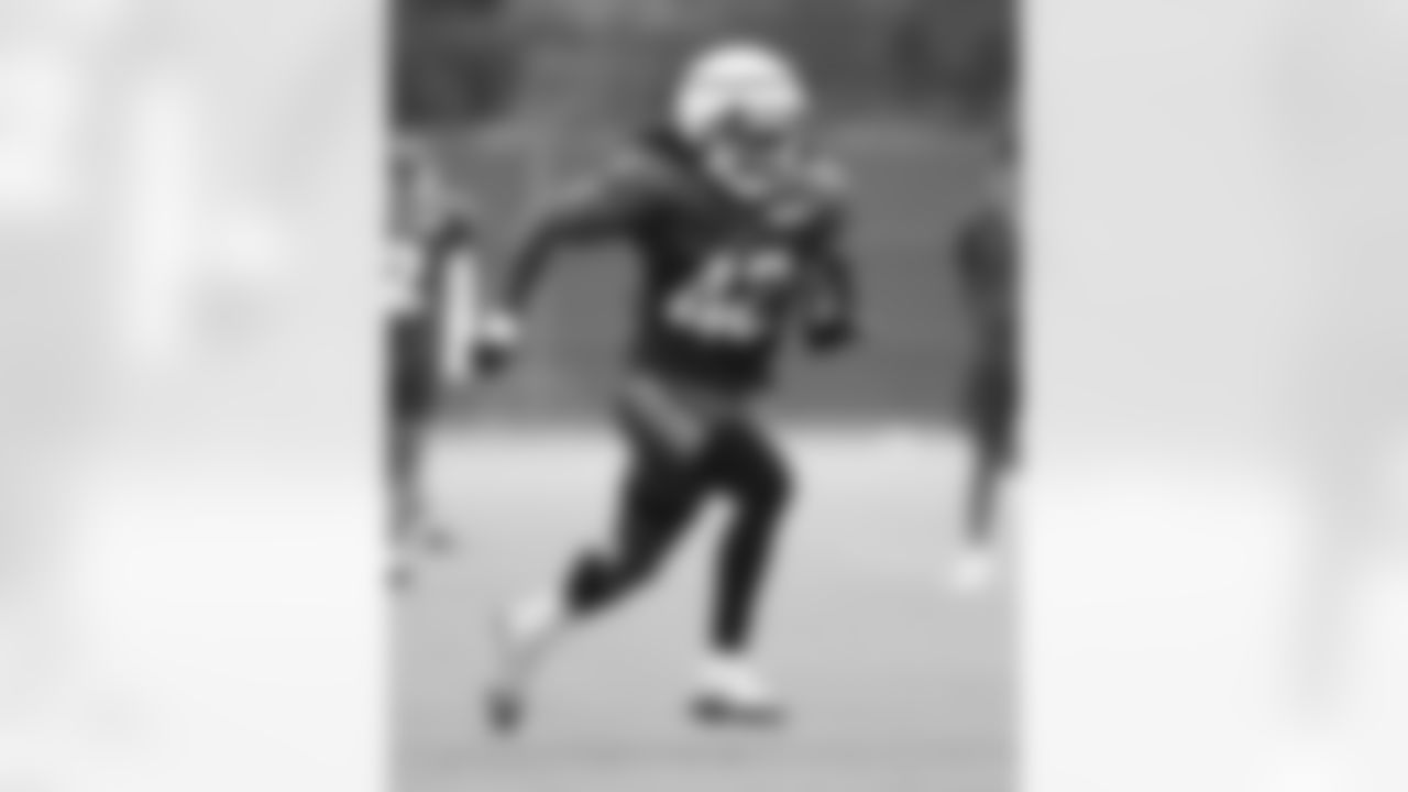 Dorian Williams (42). Buffalo Bills Training Camp, August 13, 2025 at Buffalo Bills Training Facility.