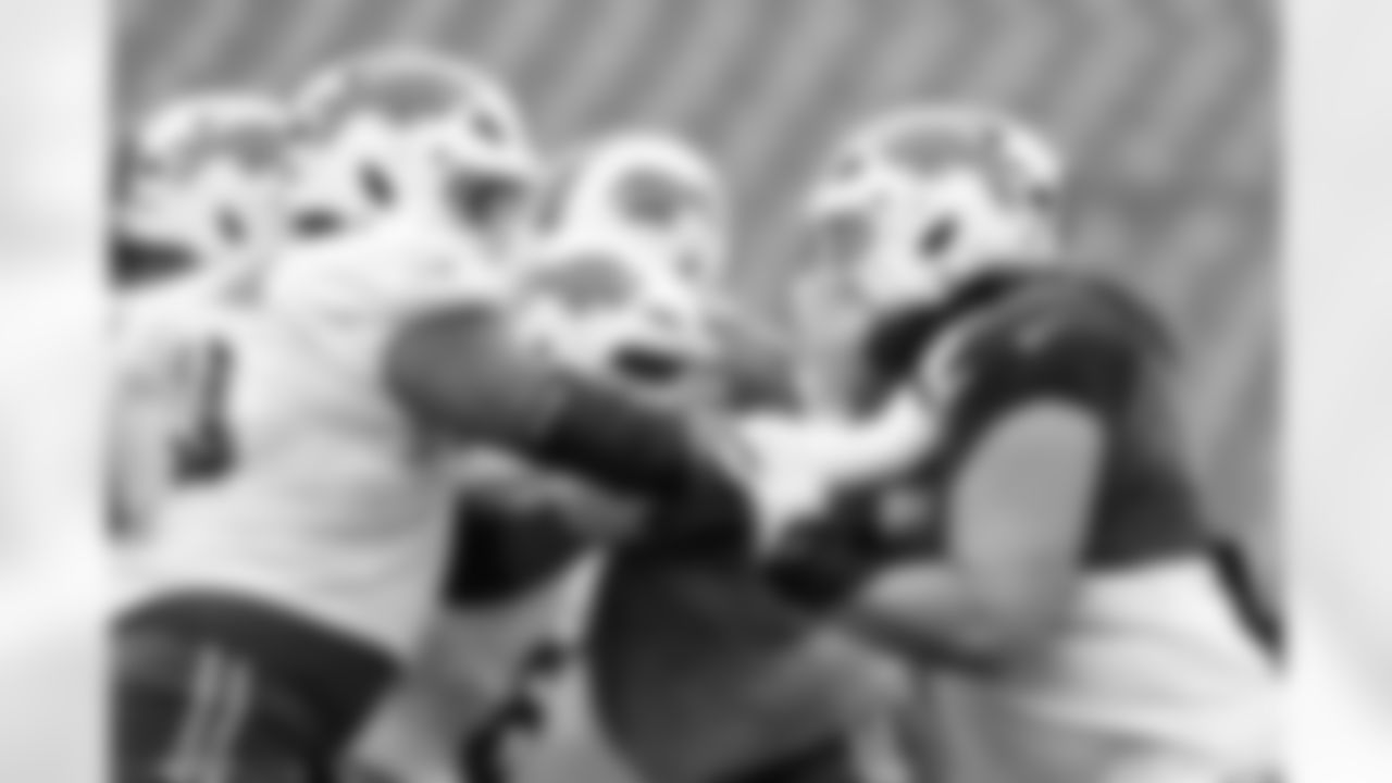 Ryan Van Demark (74), Casey Rogers (71). Buffalo Bills Training Camp, August 21, 2025 at Buffalo Bills Training Facility.