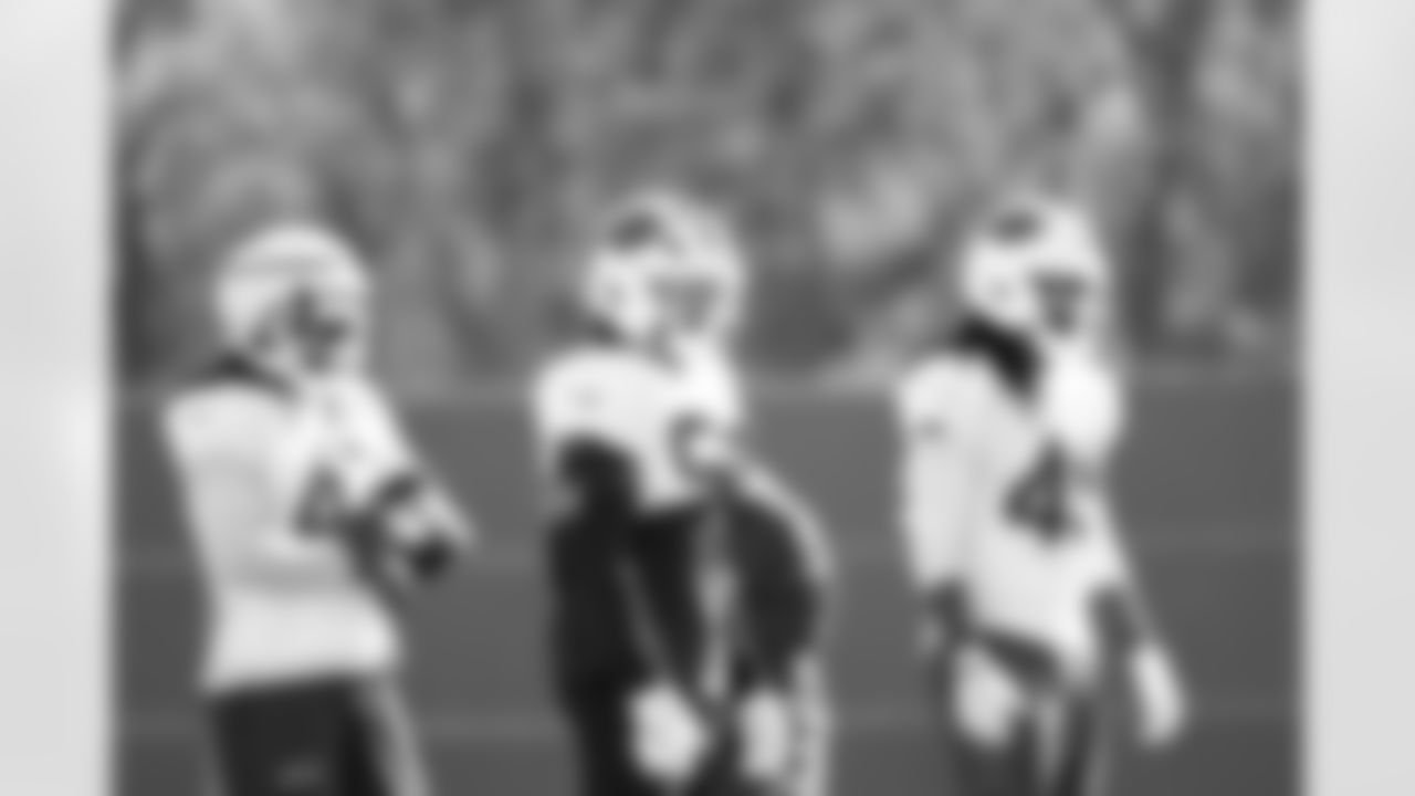 Dorian Williams (42), Matt Milano (58)m Keonta Jenkins (49). Buffalo Bills Week 9 Practice, October 29, 2025 at the Buffalo Bills Training Center.