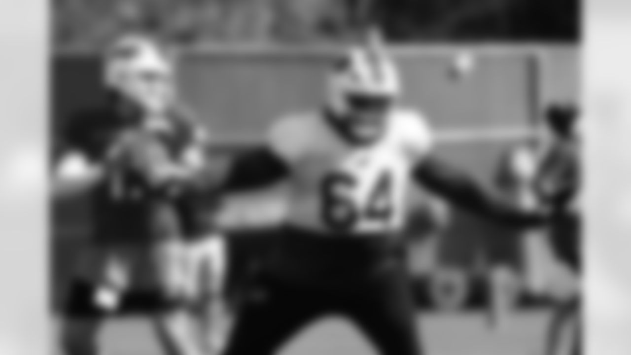 O'Cyrus Torrence (64). Buffalo Bills Training Camp, August 27, 2025 at Buffalo Bills Training Facility.