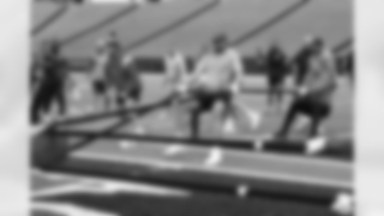 Dalton Kincaid, Ryan Van Demark, Joey Bosa. Buffalo Bills players compete in a four-way tug of war during Phase Two of voluntary off-season workouts, May 19, 2025 at Highmark Stadium.