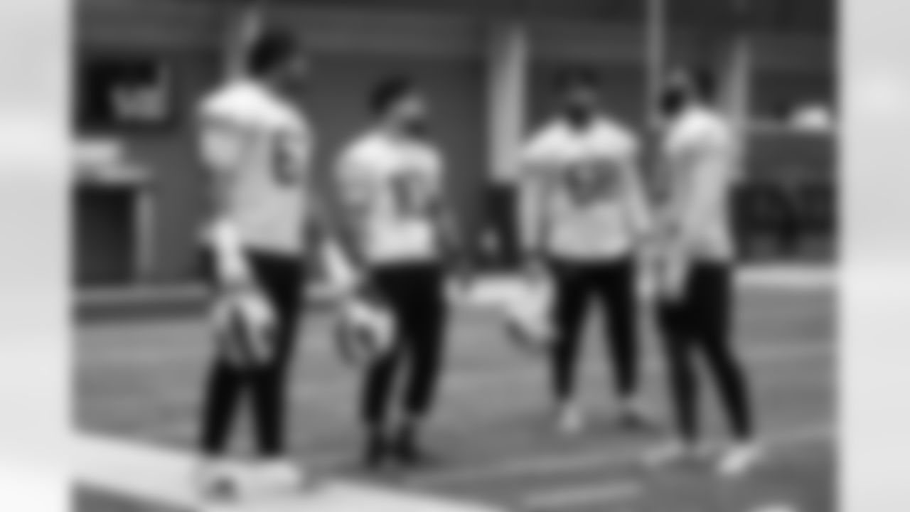 Travis Clayton (67), Khalil Shakir (10), Tylan Grable (68), Gabe Davis (13). Buffalo Bills Wild Card Week Friday Practice, January 09, 2026 at Buffalo Bills Training Center.