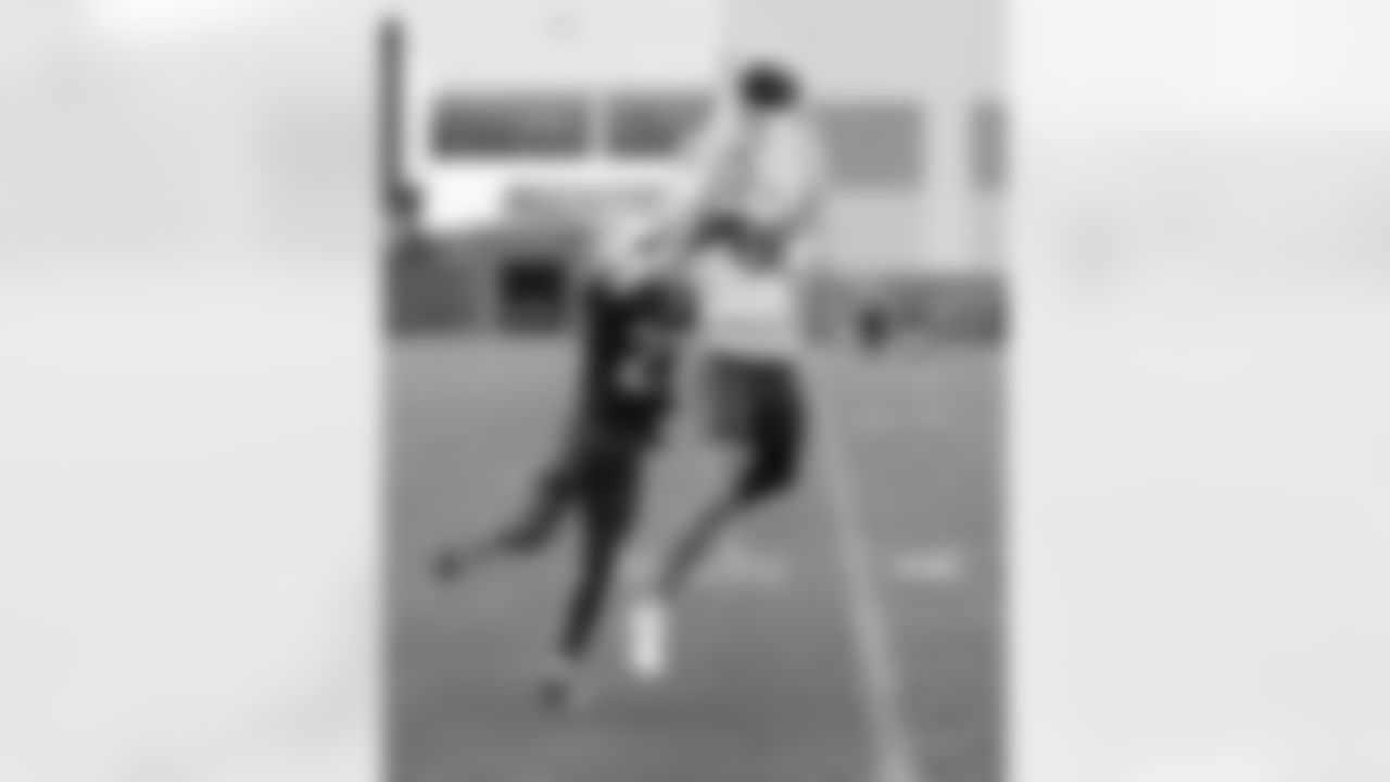 Dalton Kincaid (86), Tre'Davious White (27). Buffalo Bills Training Camp, August 20, 2025 at Buffalo Bills Training Facility.
