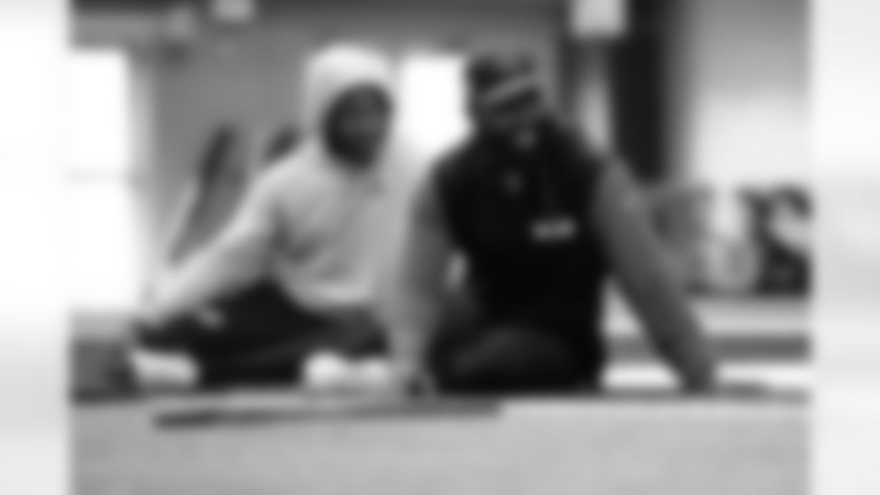 Curtis Samuel, Elijah Moore. Buffalo Bills players train during Phase Two of voluntary off-season workouts, May 7, 2025 at the Buffalo Bills Training Center.