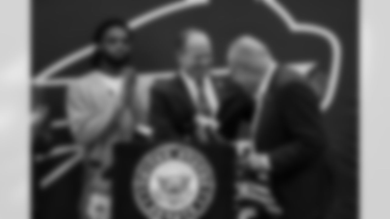 Damar Hamlin and U.S. Senate Majority Leader Chuck Schumer announce the HEARTS Act, December 09, 2024 at Cheektowaga Central High School.