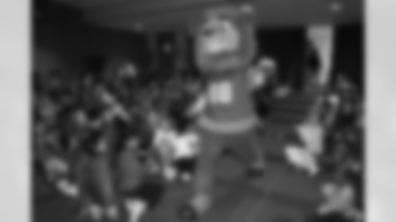 Billy Buffalo, DJ Milk, DJ Yes and Highmark host a Buffalo Bills pep rally for Heritage Heights Elementary students, November 14, 2025.