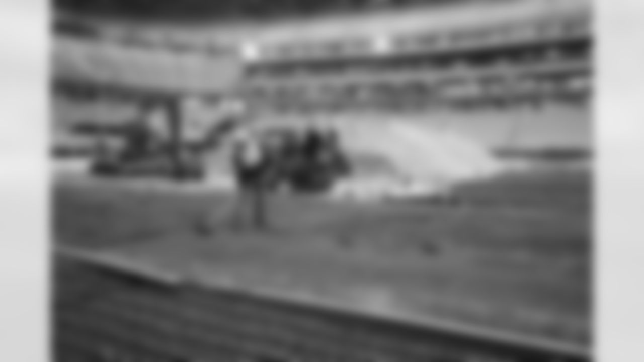 Crews lay the first sod at New Highmark Stadium, October 07, 2025.
