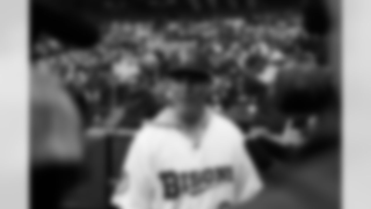 Brandon Beane throws the first ceremonial pitch prior to the Buffalo Bisons 2024 season-opener, March 29, 2024 at the Sahlen Field.