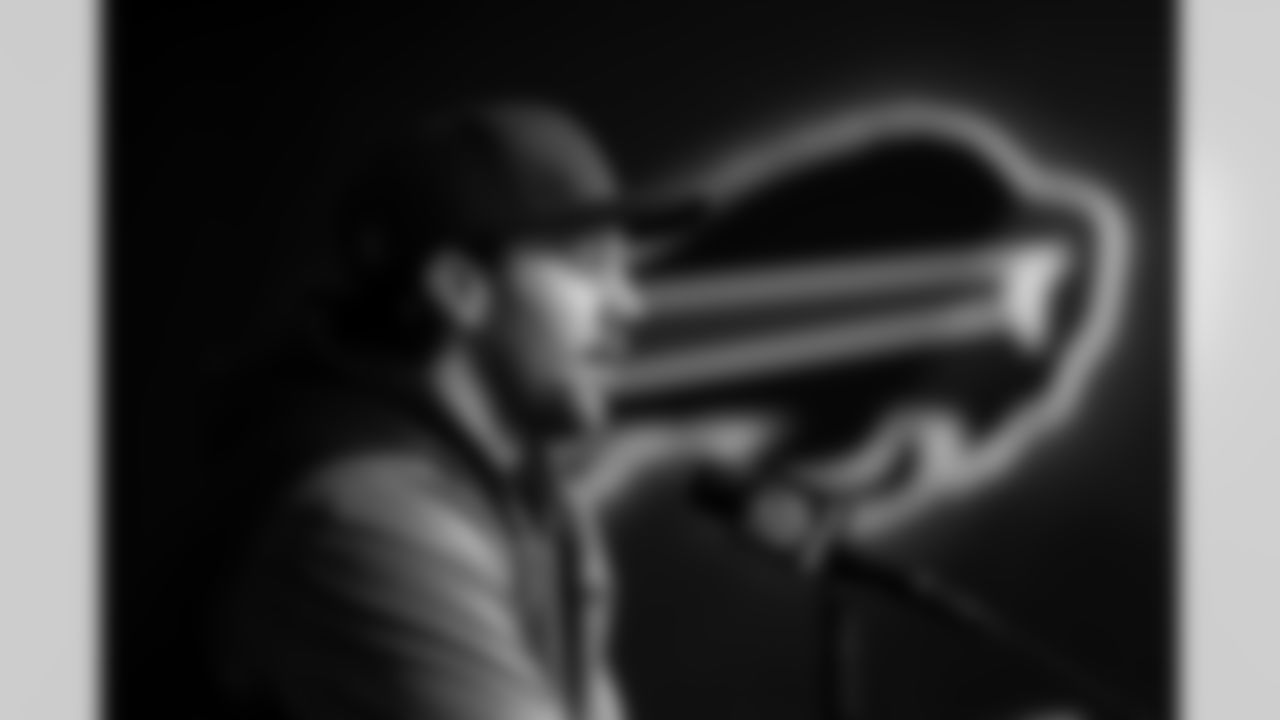 Josh Allen speaks during Joe Brady's First Day as Head Coach, January 29, 2026 at One Bills Drive.