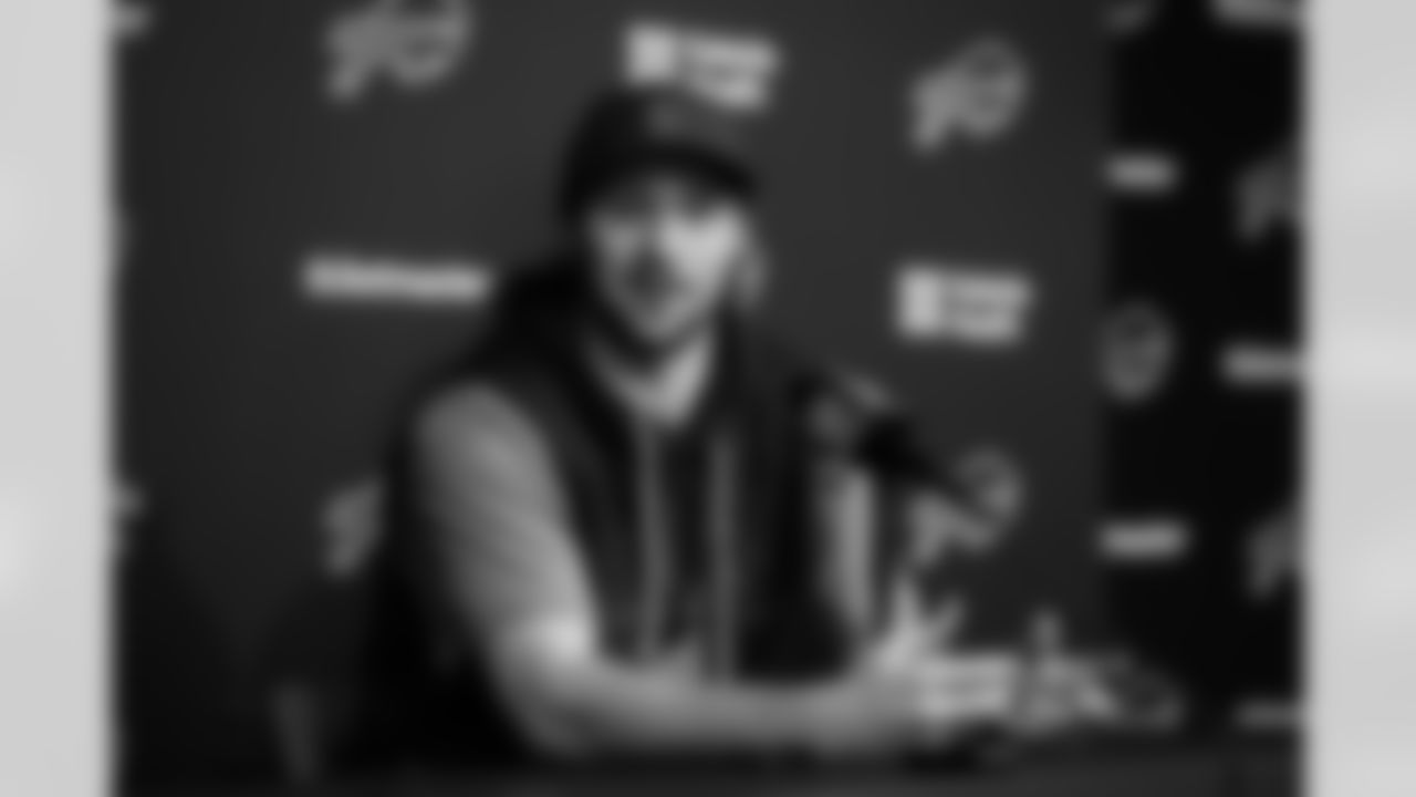 Josh Allen speaks during Joe Brady's First Day as Head Coach, January 29, 2026 at One Bills Drive.
