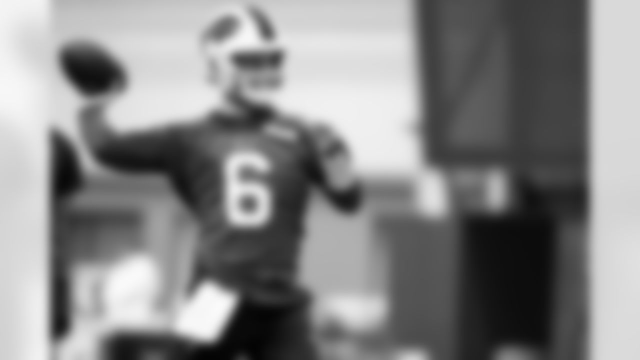 Shane Buechele (6). Buffalo Bills Divisional Round Practice, January 14, 2026 at Buffalo Bills Training Center.