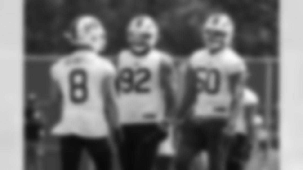Terrel Bernard (8), DaQuan Jones (92), Greg Rousseau (50). Buffalo Bills Mandatory Minicamp, June 11, 2025 at the Buffalo Bills Training Center.
