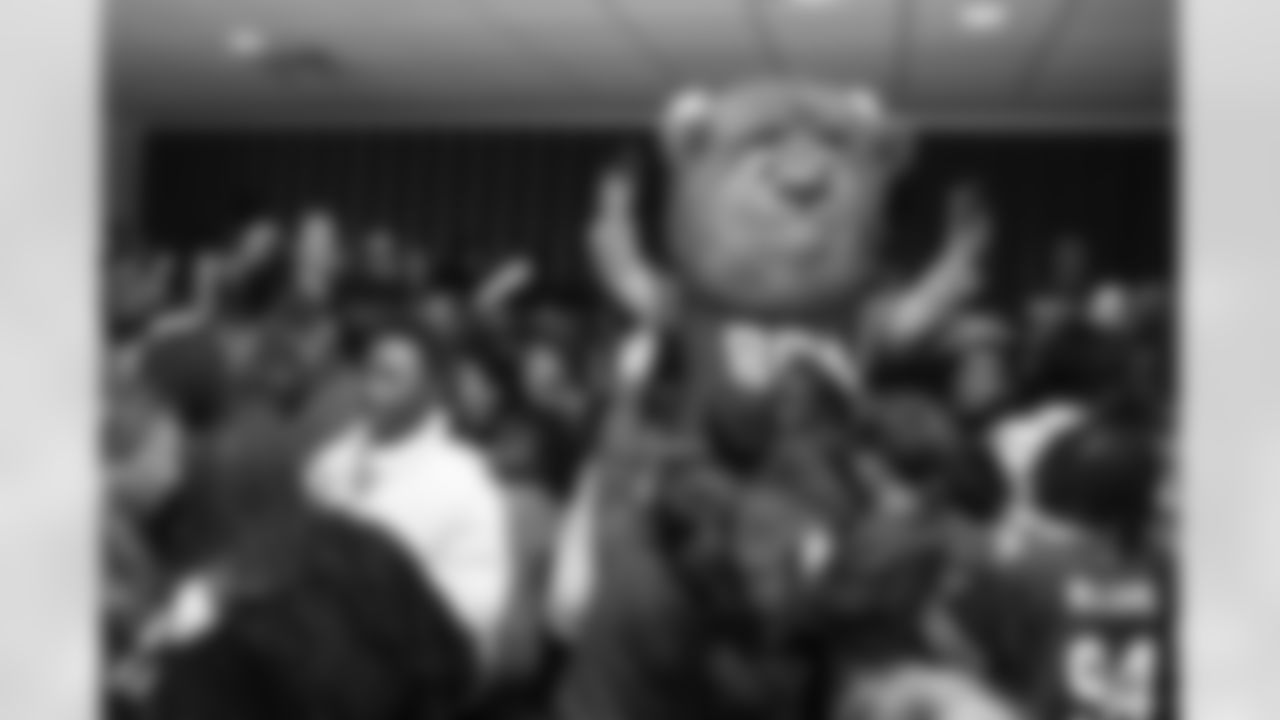 Billy Buffalo, DJ Milk, DJ Yes and Highmark host a Buffalo Bills pep rally for Heritage Heights Elementary students, November 14, 2025.