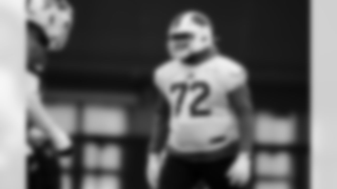 Phidarian Mathis (72). Buffalo Bills Week 17 Practice, December 26, 2025 at Buffalo Bills Training Center.