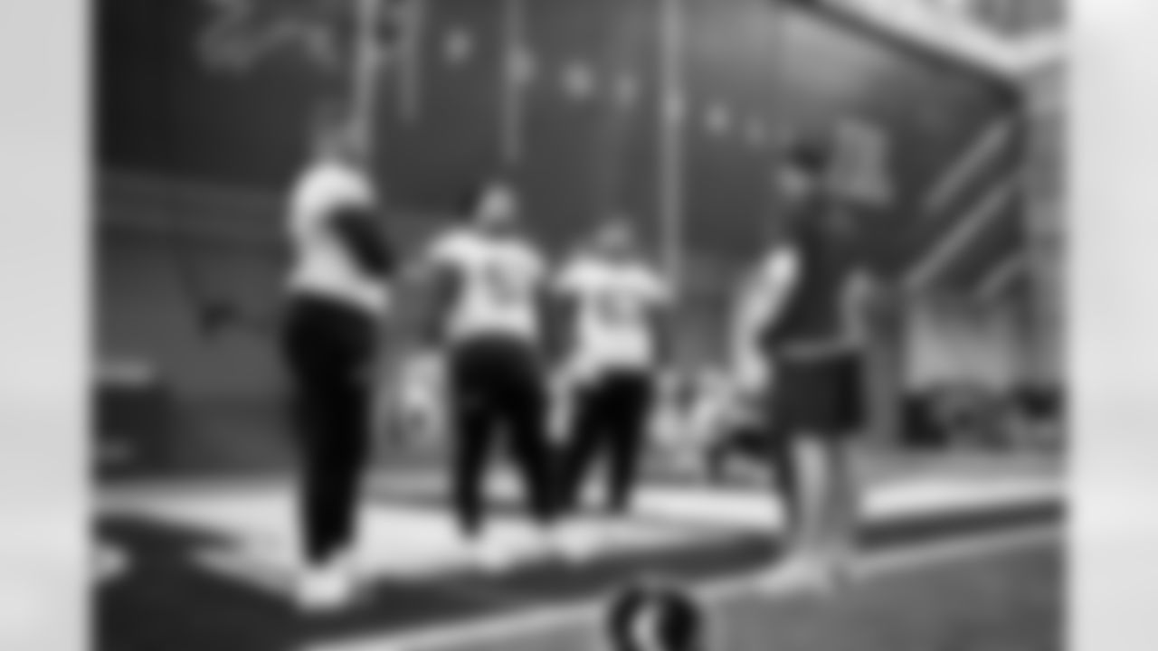 Kendrick Green (53), David Edwards (76), Nick Broeker (63). Buffalo Bills Week 11 Practice, November 12, 2025 at Buffalo Bills Training Center.