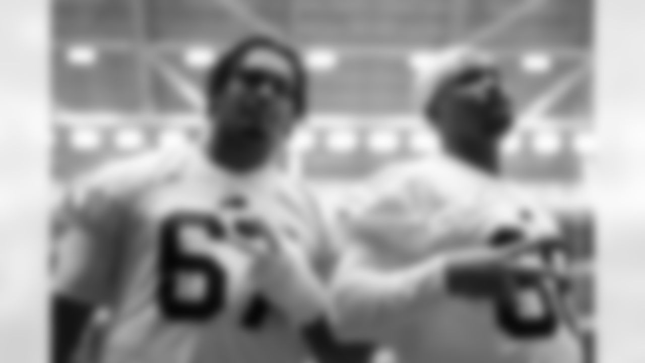 Travis Clayton (67), Tylan Grable (68). Buffalo Bills Week 15 Practice, December 12, 2025 at Buffalo Bills Training Center.