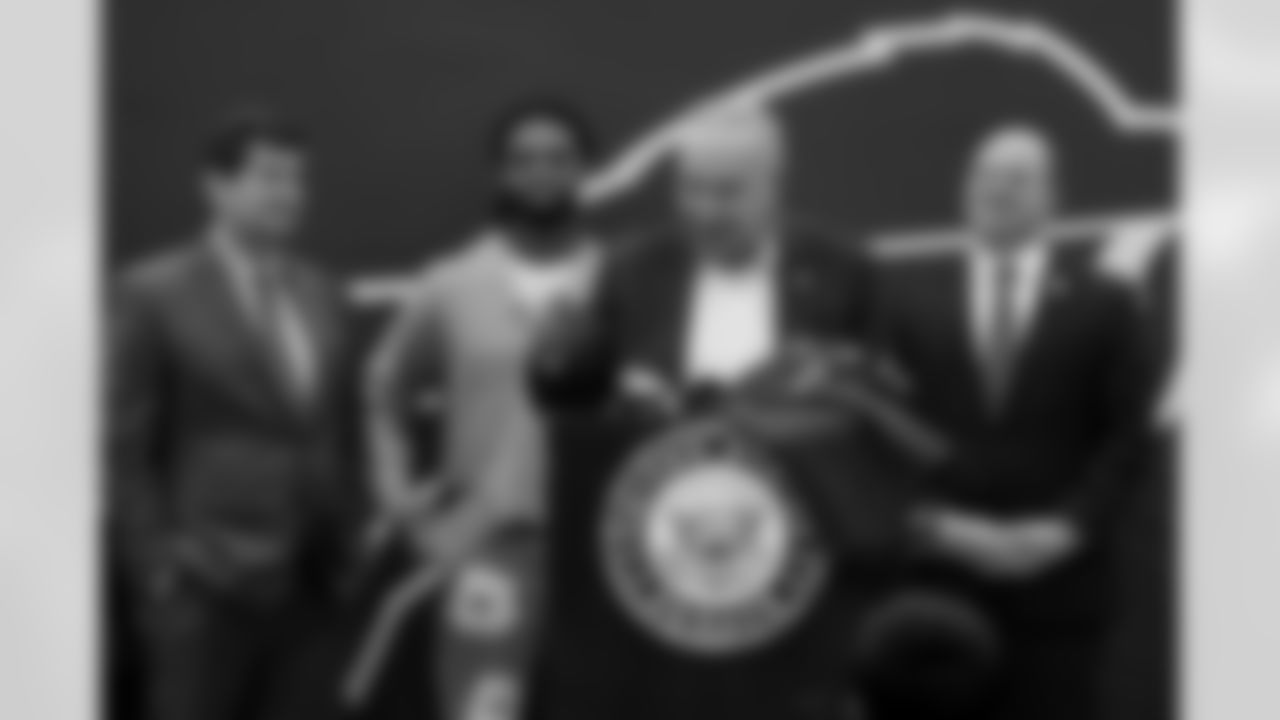 Damar Hamlin and U.S. Senate Majority Leader Chuck Schumer announce the HEARTS Act, December 09, 2024 at Cheektowaga Central High School.