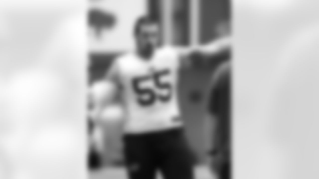 Michael Hoecht (55). Buffalo Bills Week 9 Practice, October 30, 2025 at the Buffalo Bills Training Center.