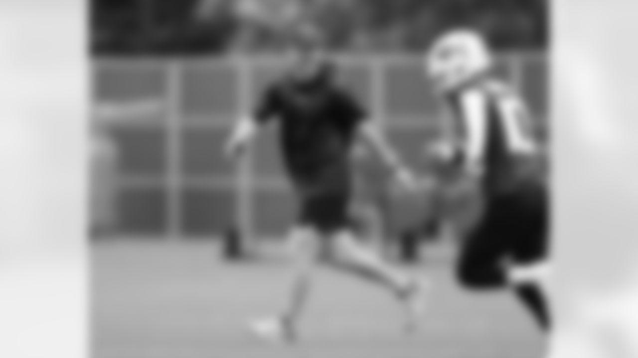 Joe Brady, Khalil Shakir (10). Buffalo Bills Organized Team Activity, May 28, 2024 at One Bills Drive.