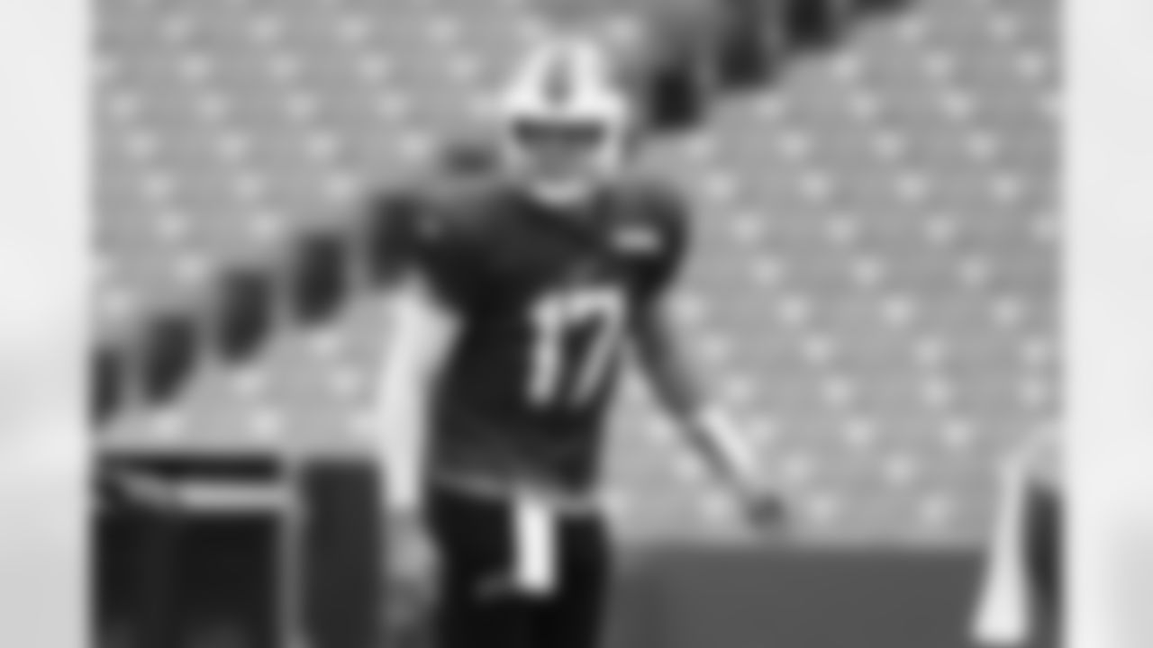 Josh Allen (17). Buffalo Bills Training Camp, August 21, 2025 at Buffalo Bills Training Facility.