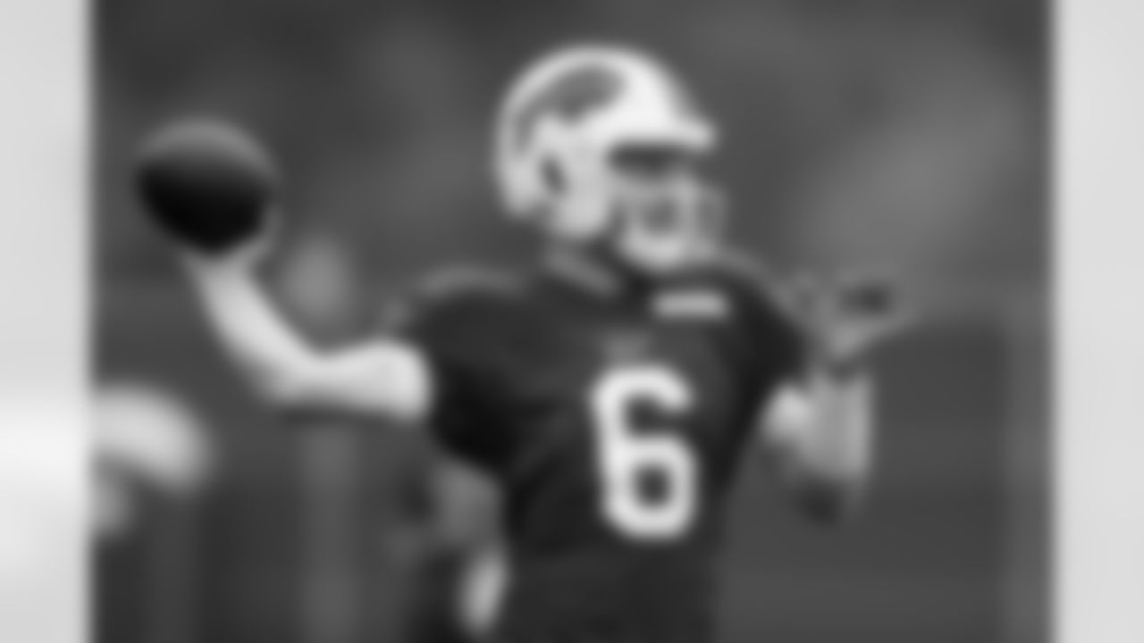Shane Buechele (6). Buffalo Bills Training Camp, August 20, 2025 at Buffalo Bills Training Facility.
