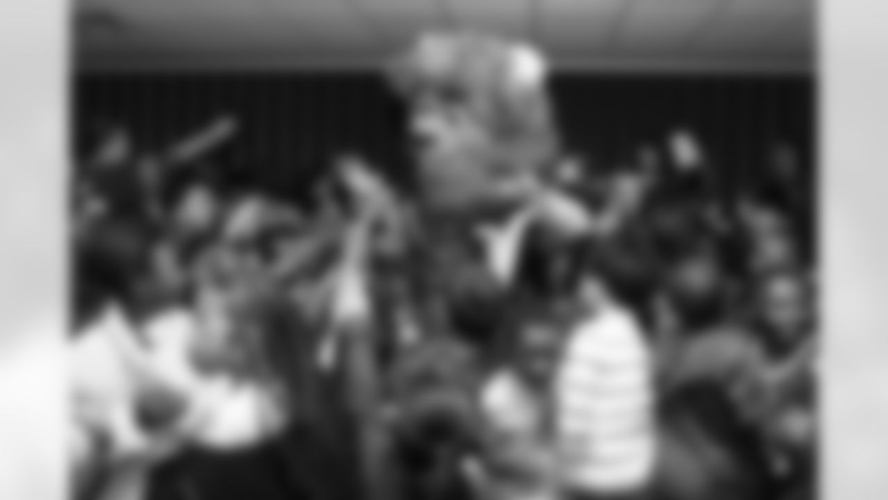 Billy Buffalo, DJ Milk, DJ Yes and Highmark host a Buffalo Bills pep rally for Heritage Heights Elementary students, November 14, 2025.