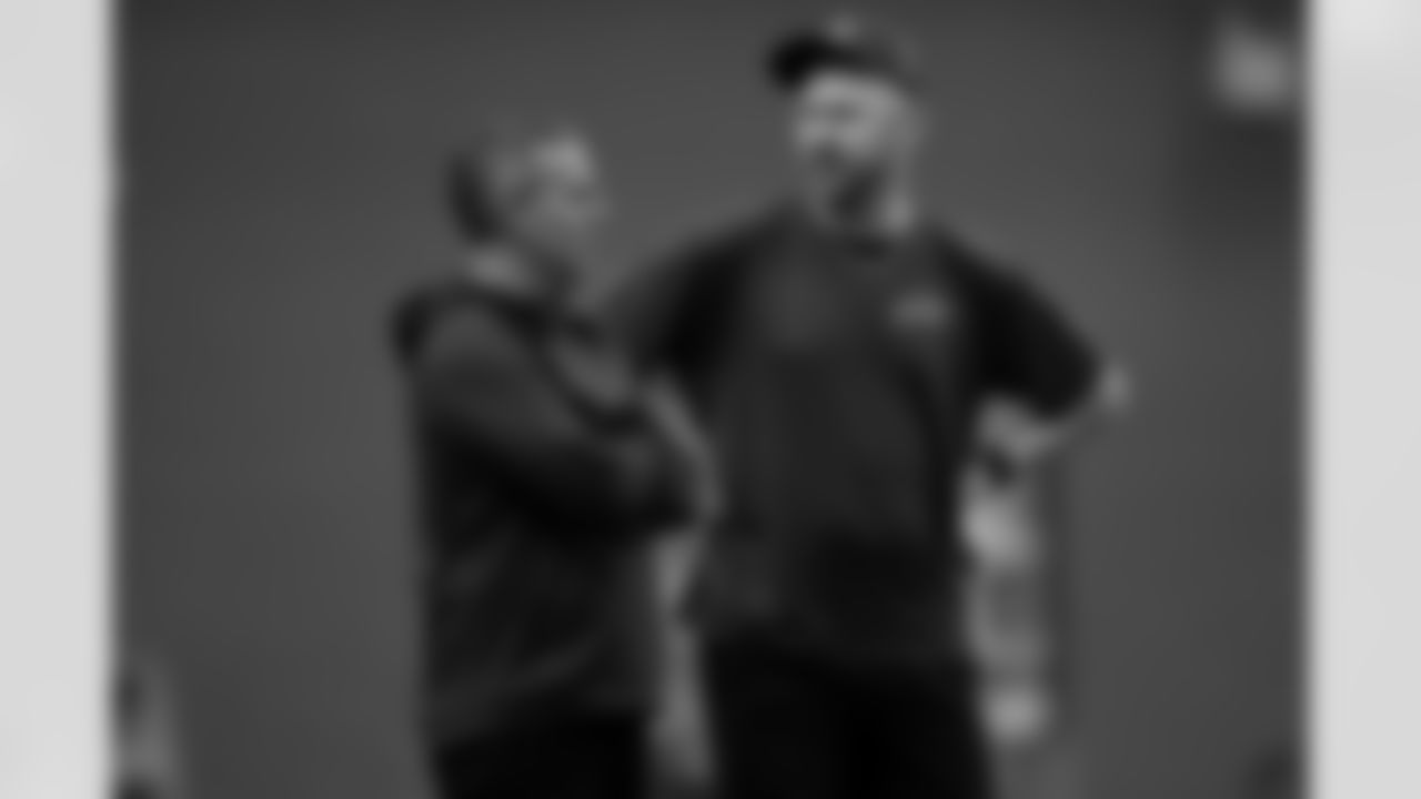 Joe Brady, Brandon Beane. Buffalo Bills Week 15 Practice, December 12, 2025 at Buffalo Bills Training Center.