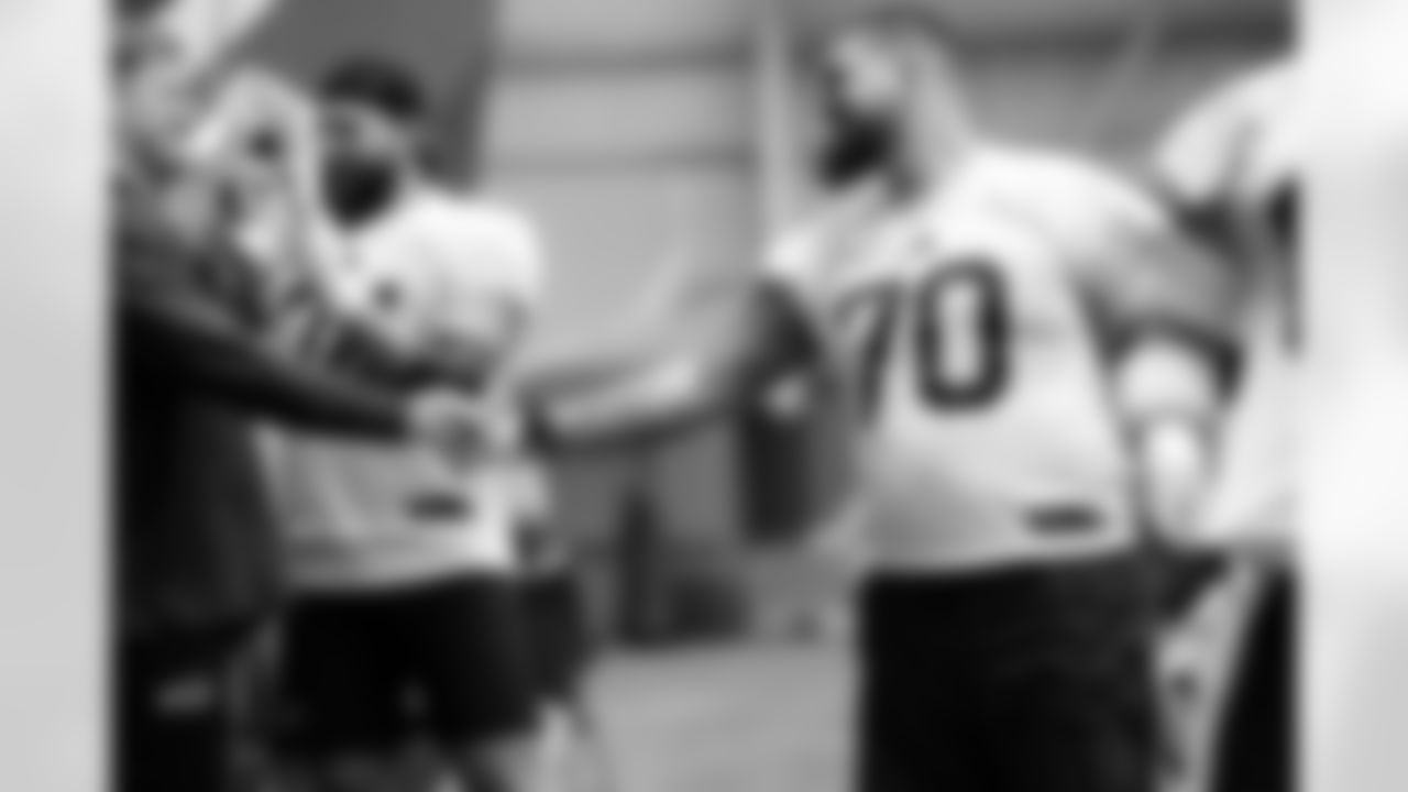 Chase Lundt, Alec Anderson. Buffalo Bills Week 16 Practice, December 19, 2025 at Buffalo Bills Training Center.