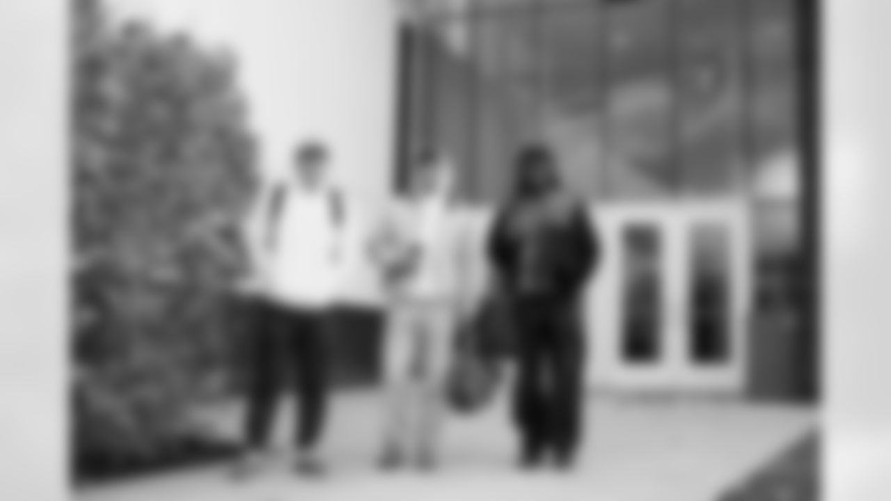 Cole Bishop (24), Joe Andreessen (44), Javon Solomon (56). Buffalo Bills vs Tampa Bay Buccaneers, Regular Season, November 16, 2025 at Highmark Stadium.