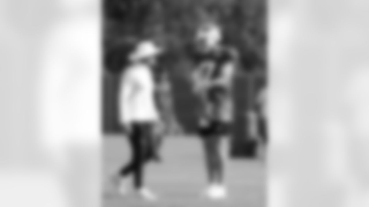 Sean McDermott, Josh Allen (17). Buffalo Bills Training Camp, August 27, 2025 at Buffalo Bills Training Facility.