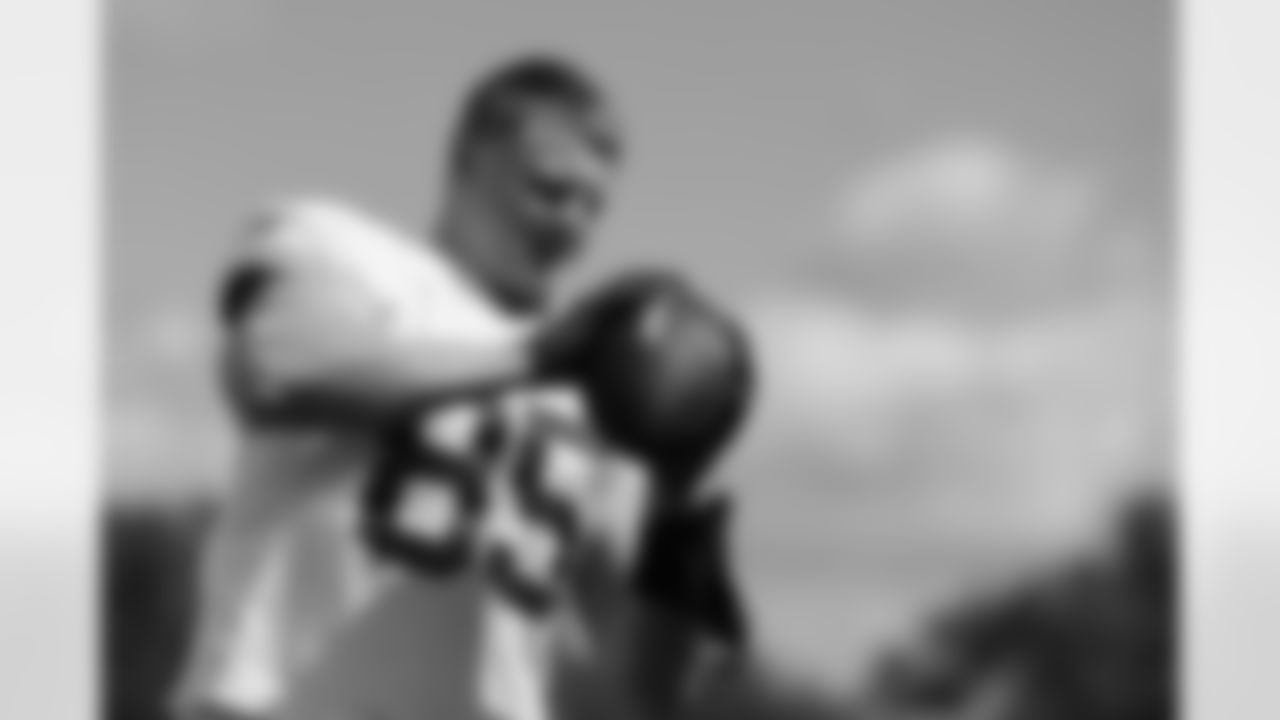 Jackson Hawes (85). Buffalo Bills Training Camp, August 27, 2025 at Buffalo Bills Training Facility.
