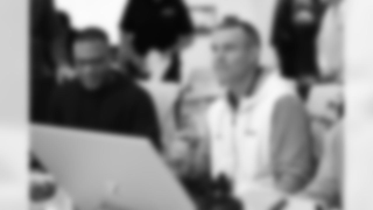 Terrance Gray, Brandon Beane. Scenes from the Buffalo Bills draft room during Rounds 4-7 of the 2025 NFL Draft at the Buffalo Bills Training Center on April 26, 2025.