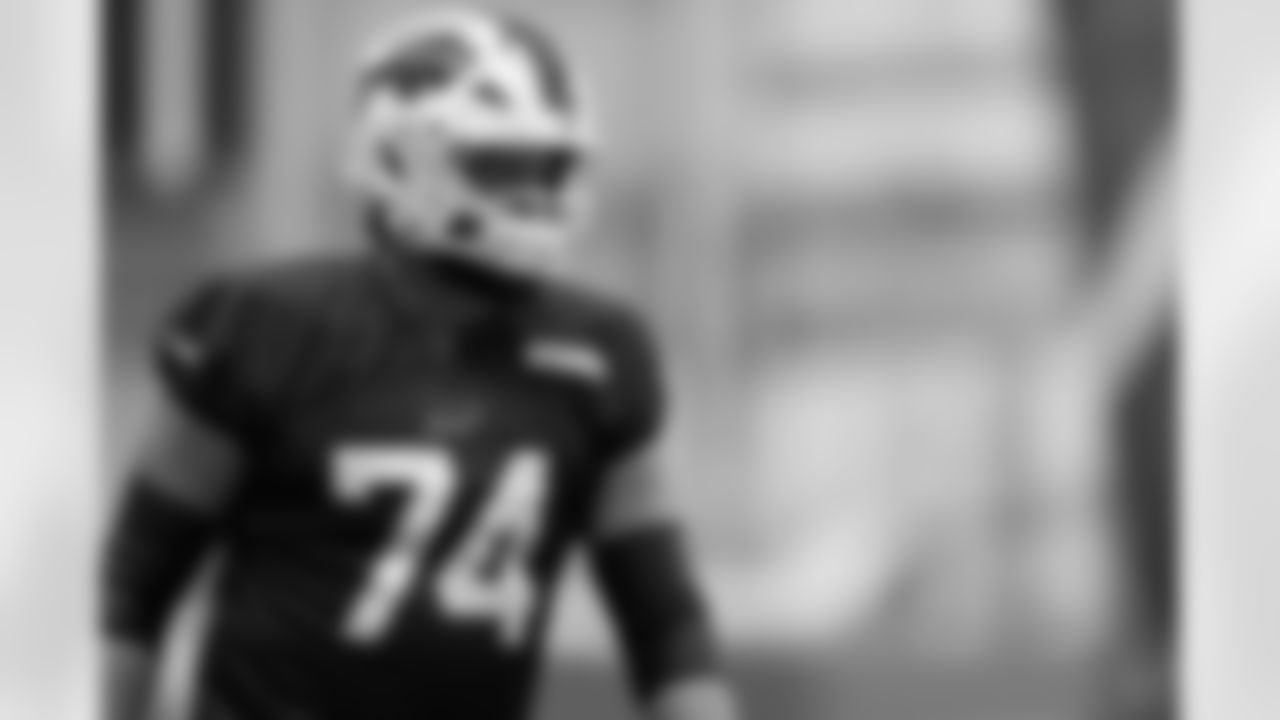 Ryan Van Demark (74). Buffalo Bills Week 9 Practice, October 31, 2025 at Buffalo Bills Training Center.