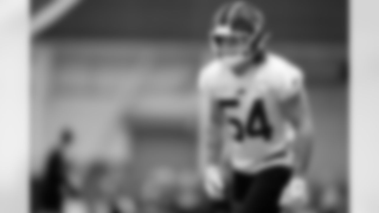 Baylon Spector (54). Buffalo Bills Week 18 practice, January 01, 2026 at Buffalo Bills Training Center.