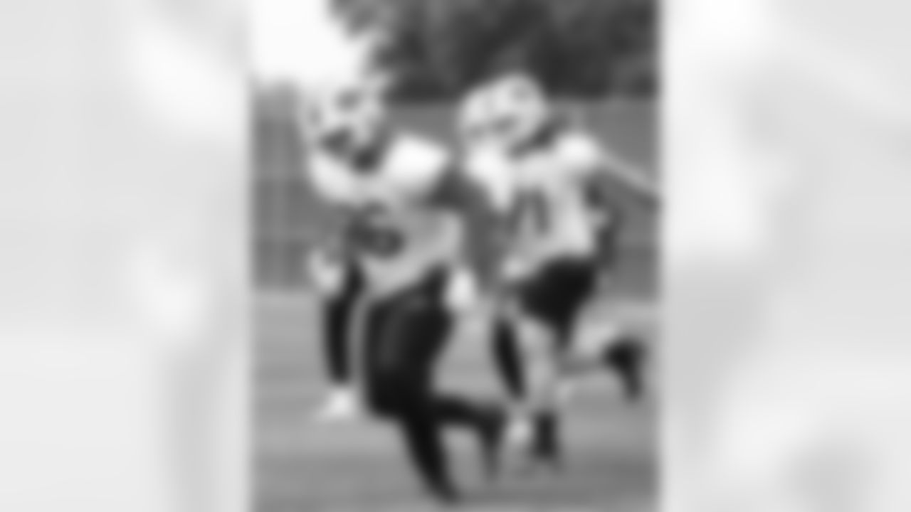 Deone Walker (96), Casey Rogers (71). Buffalo Bills OTA workouts, June 03, 2025 at the Buffalo Bills Training Center.