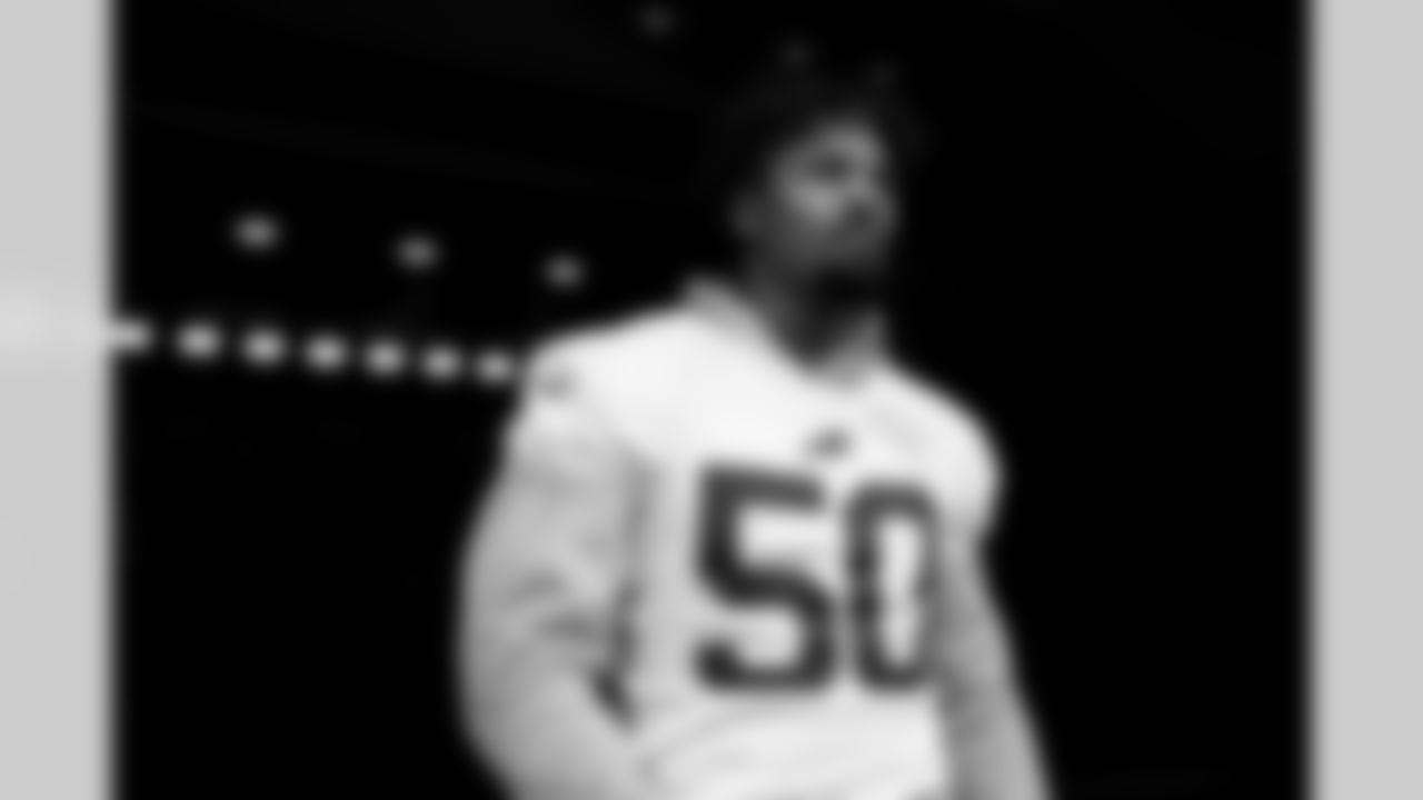 Greg Rousseau (50). Buffalo Bills Week 10 Practice, November 06, 2025 at Buffalo Bills Training Center.