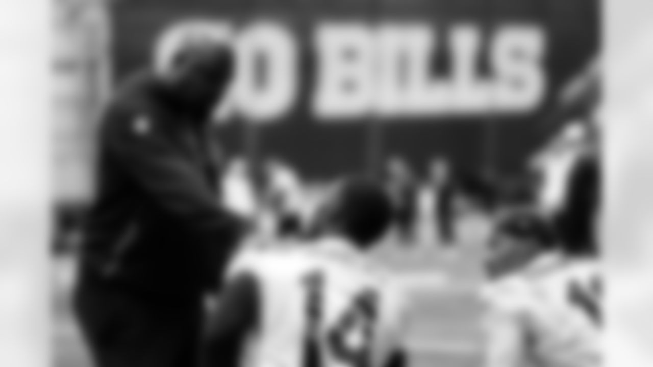 Adam Henry, Mecole Hardman Jr., Tyrell Shavers. Buffalo Bills Week 16 Practice, December 19, 2025 at Buffalo Bills Training Center.