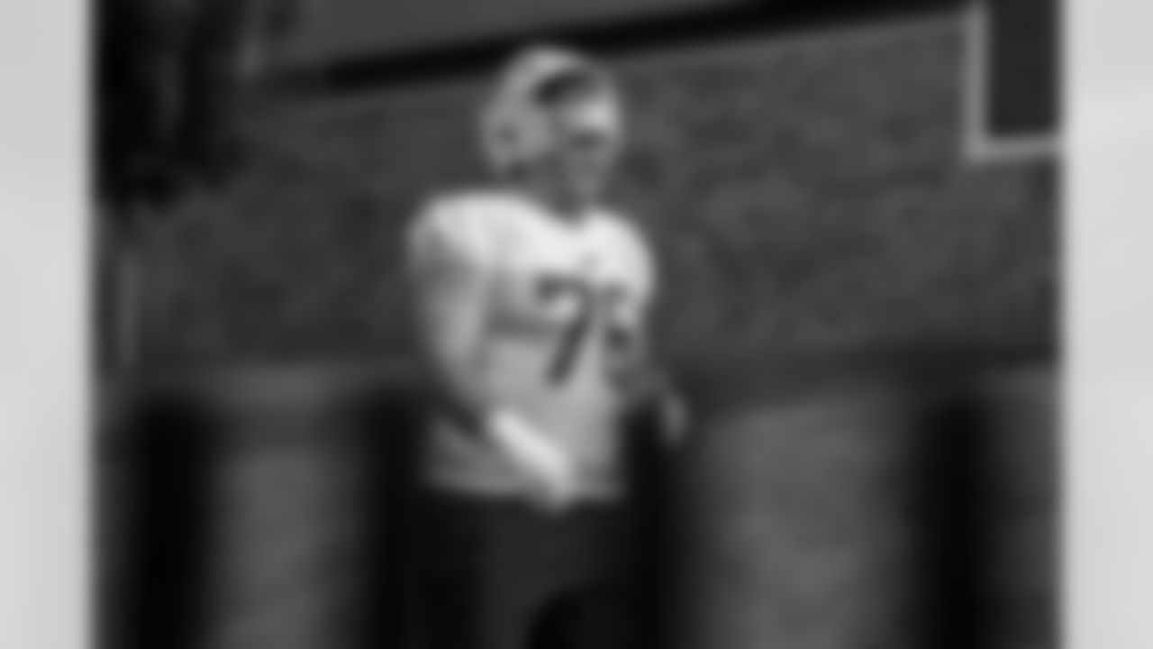 David Edwards (76). Buffalo Bills Training Camp, July 27, 2025 at St. John Fisher University.