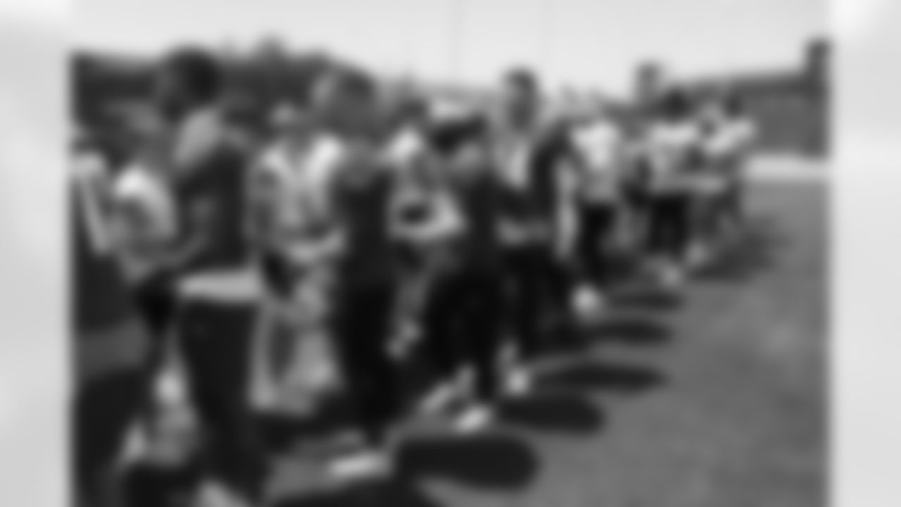 Buffalo Bills players meet three New York State Championship teams during Mandatory Minicamp, June 10, 2025 at the Buffalo Bills Training Center. Webster Schroeder Flag Football - 2025 Class B Champions, Pioneer Flag Football - 2025 Class C Champions and Clymer/Sherman/Panama Football - 2024 Class D Champions.