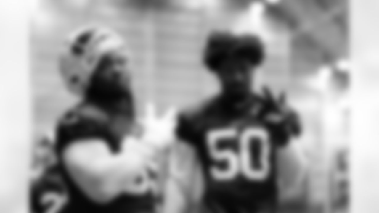 Greg Rousseau, Larry Ogunjobi. Buffalo Bills Week 16 Practice, December 19, 2025 at Buffalo Bills Training Center.