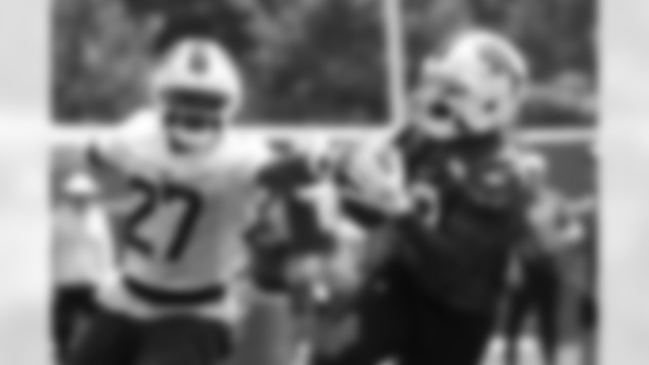 Tre'Davious White (27), Elijah Moore (18). Buffalo Bills Mandatory Minicamp, June 11, 2025 at the Buffalo Bills Training Center.
