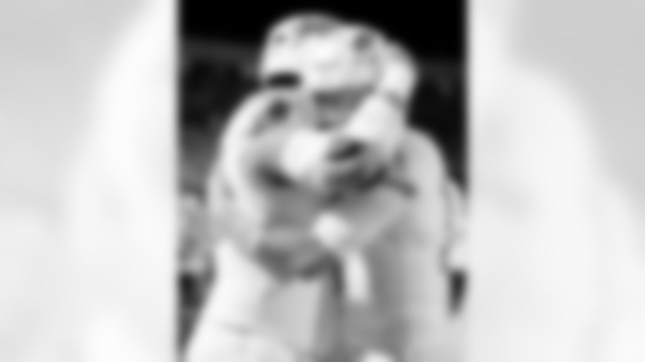 Connor McGovern (66), Josh Allen (17). Buffalo Bills vs New England Patriots, Regular Season, October 05, 2025 at Highmark Stadium.