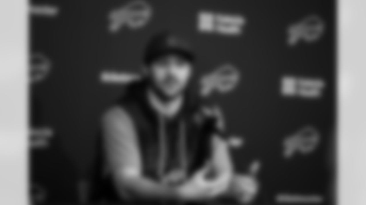 Josh Allen speaks during Joe Brady's First Day as Head Coach, January 29, 2026 at One Bills Drive.