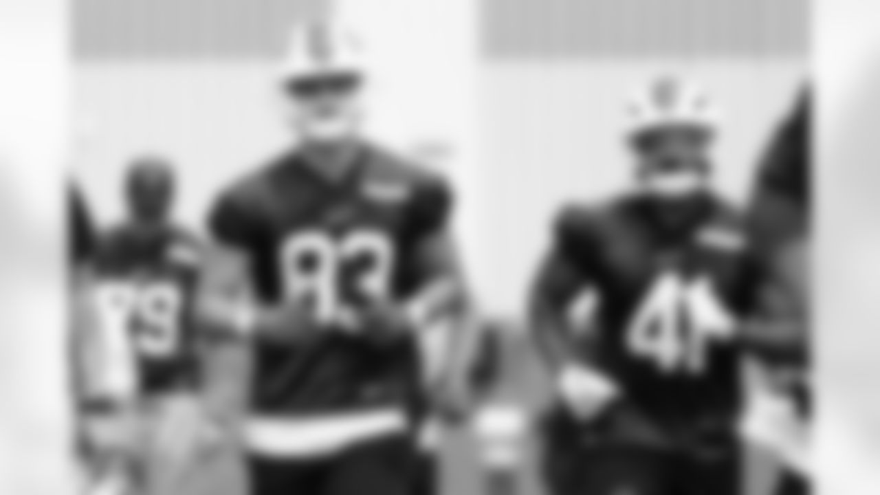 Keleki Latu (83), Reggie Gilliam (41). Buffalo Bills OTA workouts, June 03, 2025 at the Buffalo Bills Training Center.