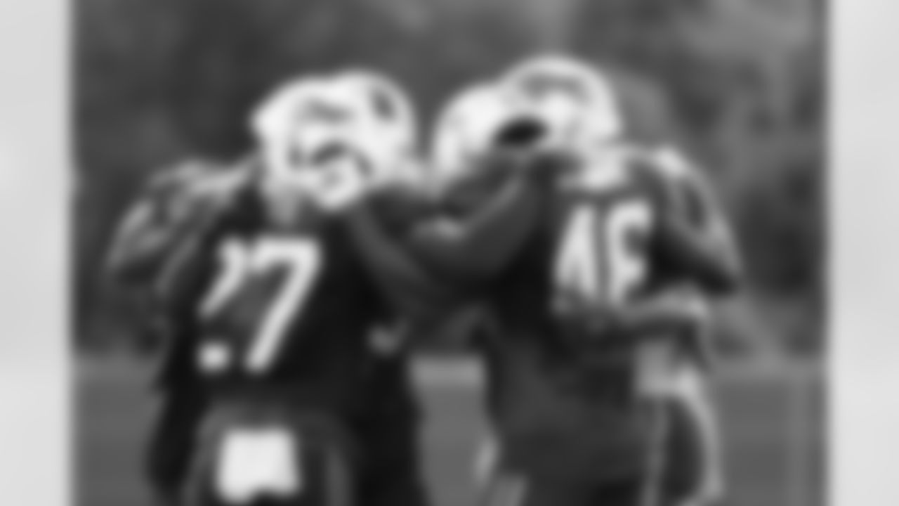 Tre'Davious White (27), Ja'Marcus Ingram (46). Buffalo Bills Training Camp, August 13, 2025 at Buffalo Bills Training Facility.