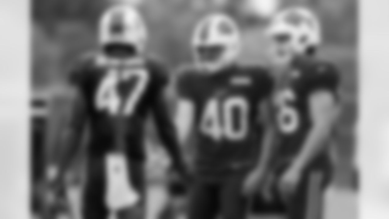 Caden Davis (36), Brad Robbins (40), Christian Benford (47). Buffalo Bills Training Camp, August 19, 2025 at Buffalo Bills Training Facility.